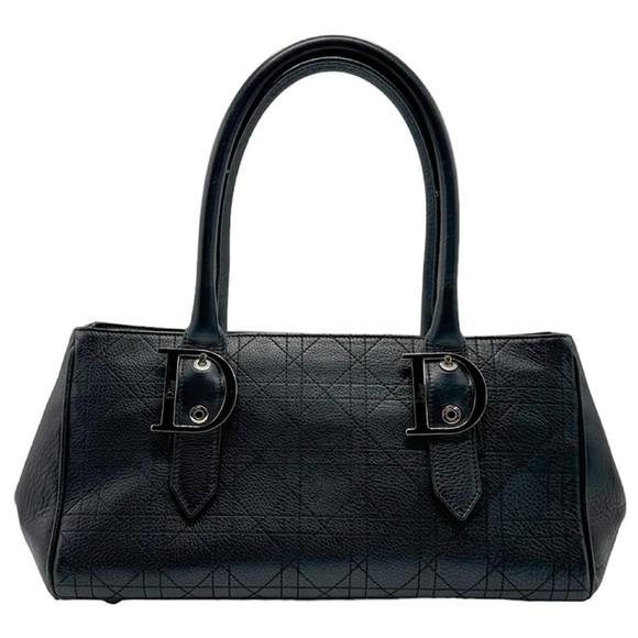 Auth Christian Dior East West lady Joy cannage Shoulder Bag black leather RARE - Picture 5 of 15